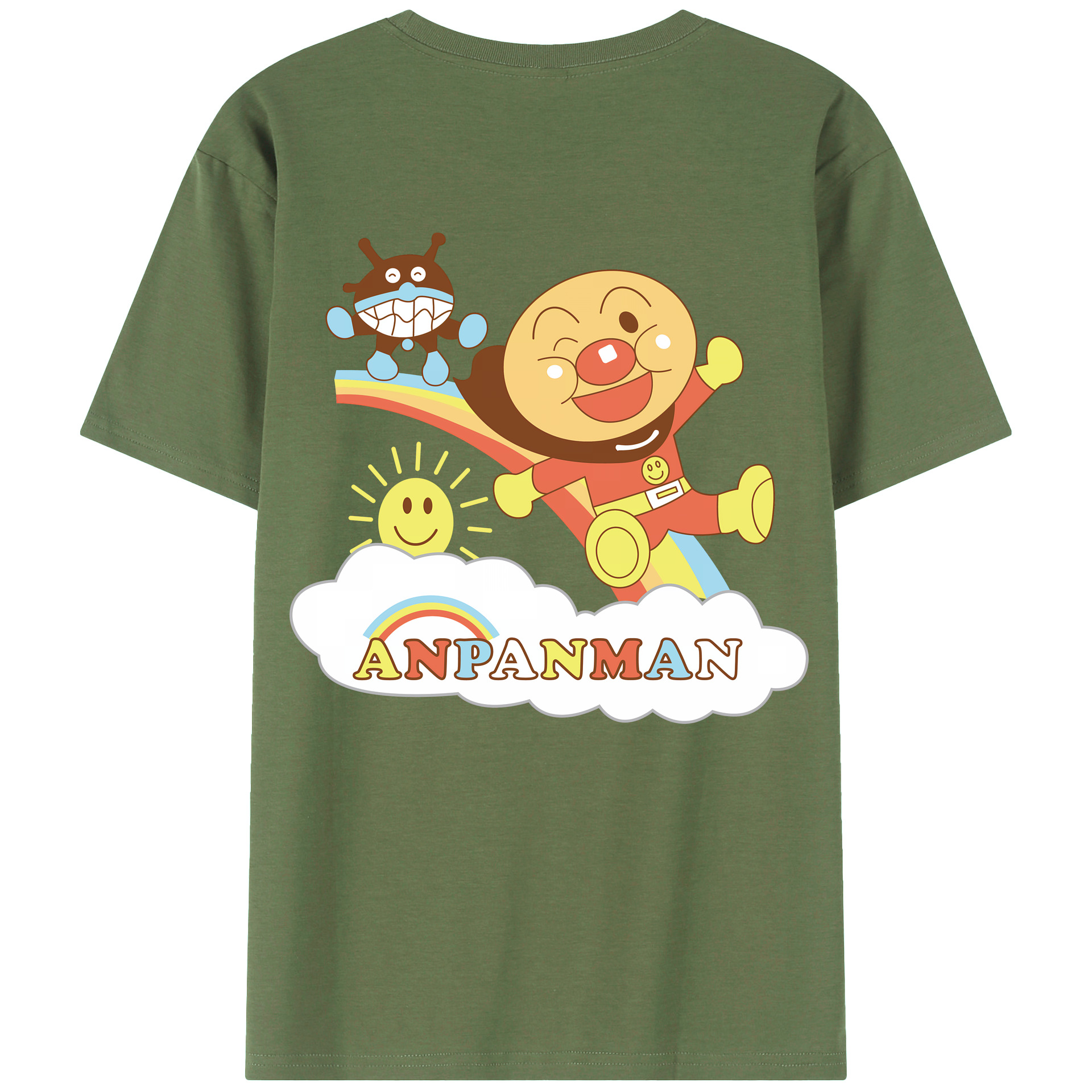 （画像用） アンパンマン Anpanman 綿100％ メンズ半袖Tシャツ（バックプリント） 通気性